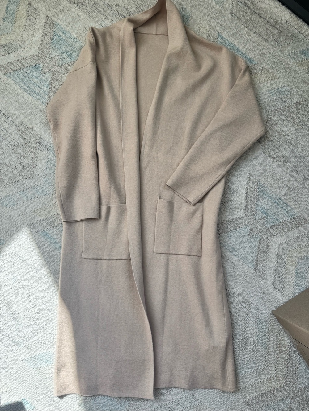 Beige Open-Front Women's Sweater Cardigan